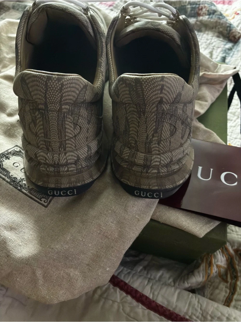 Gucci Brown Monogram Low-Top Sneakers